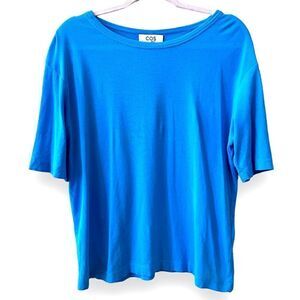 COS Top Size XL-L Blue 100% Cotton Short Sleeve